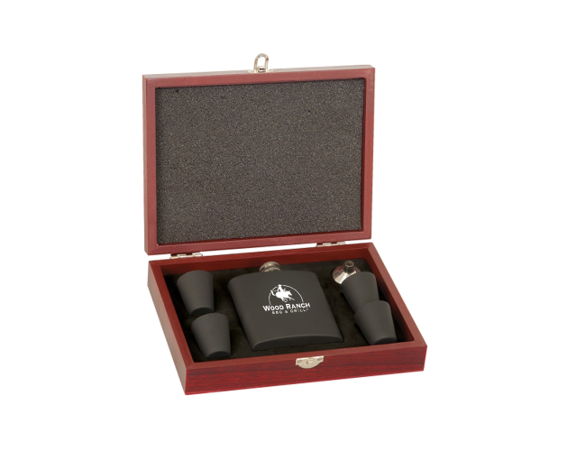 Flask Gift Set in Rosewood Case