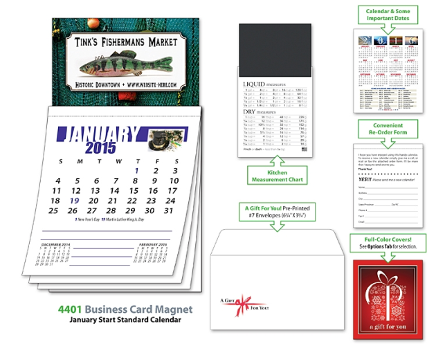 Magna-Cal 12 Month Business Card Magnet Calendar - January 2014 Start