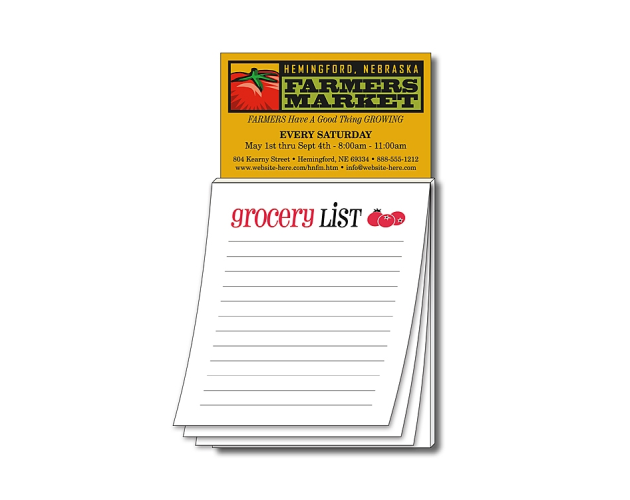 Magna-Pad Stock Business Card Magnet Note Pad w/ 50 "Grocery List" Sheet