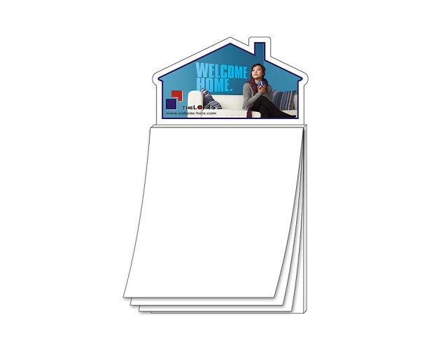 Magna-Pad Stock House Shape Magnet Note Pad w/ 50 Blank Sheet