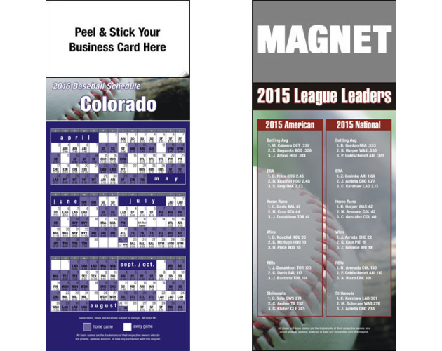 Peel and Stick Pro Baseball Schedule Magnet (3 1/2" x 8 1/2")