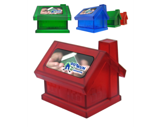 Union Printed House Shaped Coin Bank Box - Full Color Print