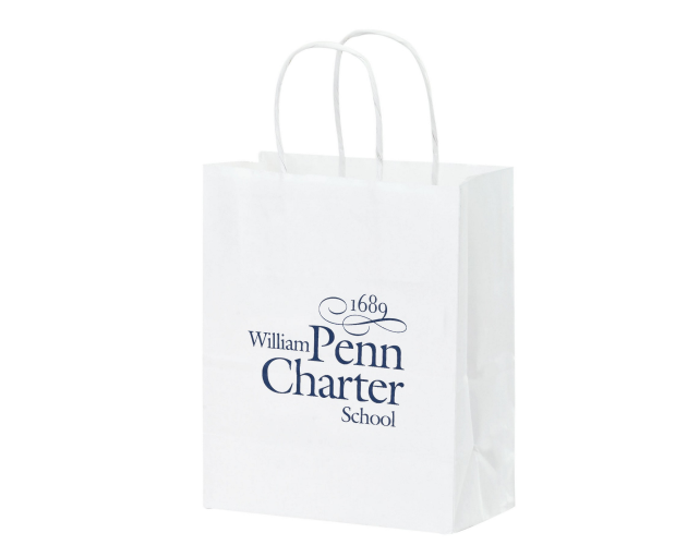 White Kraft Paper Shopper Tote Bag (8"x4 3/4"x10 1/4") - Flexo Ink