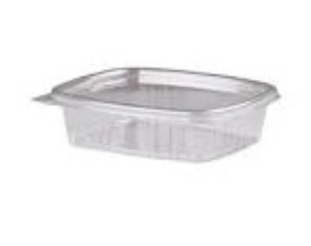 8 Oz. Plastic Food Container w/ Attached Hinge Lid