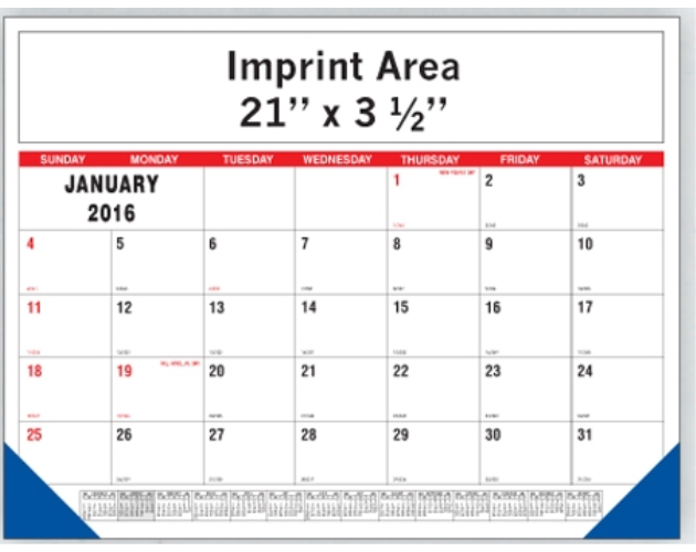 Desk Calendar 2 color base with 1 to 4 colors of imprint (Order by 8/31)