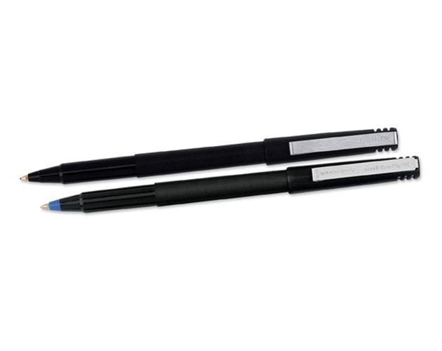 Uni Ball BLACK Micro Capped Rollerball Pen With Fine Point and ECOLEAF on clip