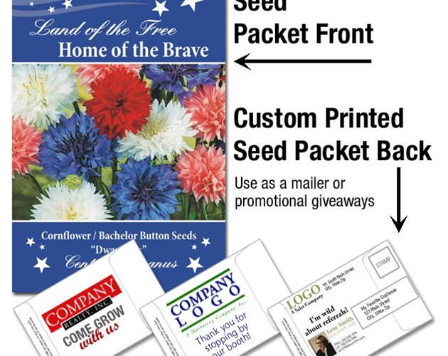 Patriotic & 4th of July Mailable/Handout Seed Packet - Custom Printed Back