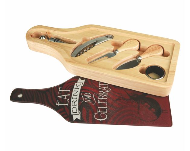 5 1/2 x 13 1/2 Wine and Cheese Set with 5 Tools