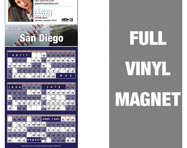 Full Vinyl Magnet Pro Baseball Schedule  (3 1/2 x 8 1/2)