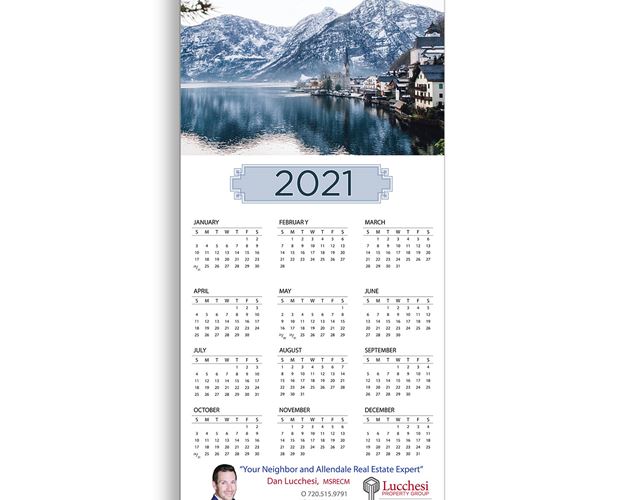 Z-Fold Personalized Greeting Calendar - Scenic City by the Lake