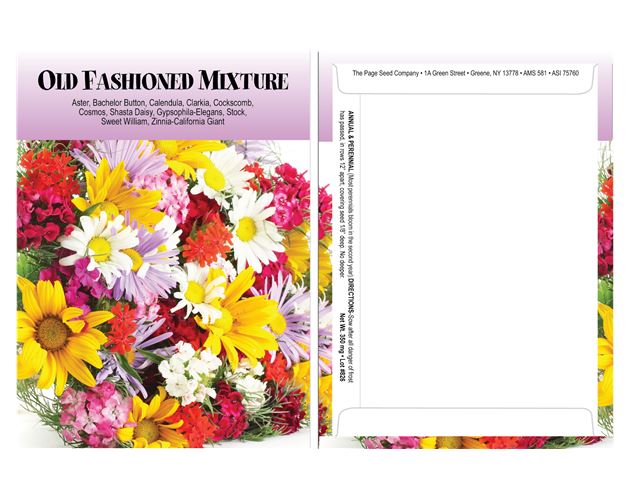 Standard Series Old Fashion Mix Seed Packet - Digital Print/Packet Back Imprint