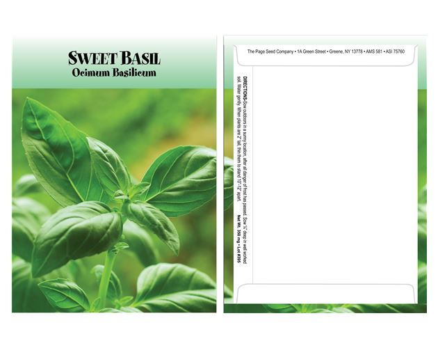 Standard Series Sweet Basil Seed Packet - Digital Print/Packet Back Imprint