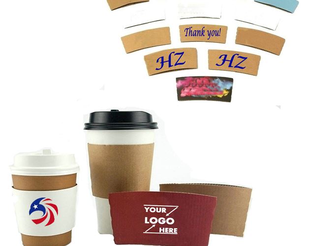 MOQ 500PCS Full Color Printed Craft Paper Coffee Cup Sleeves