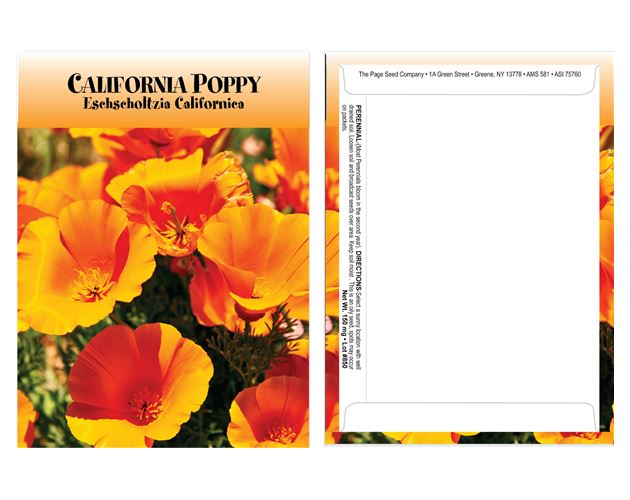 Standard Series California Poppy Seed Packet - Digital Print /Packet Back Imprint