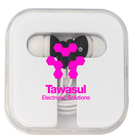 Colorful Ear Buds with Clear Square Case