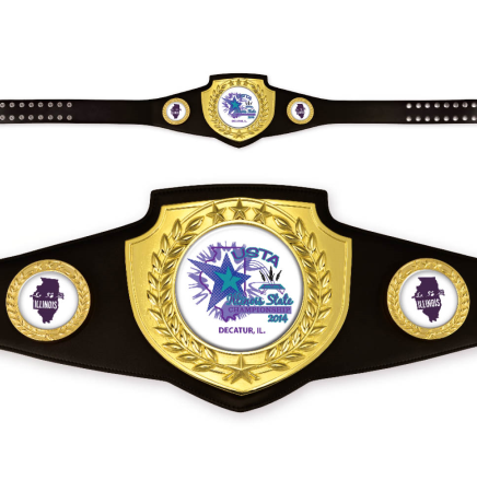 CHAMPIONSHIP AWARD BELT BRIGHT GOLD w BLACK LEATHER