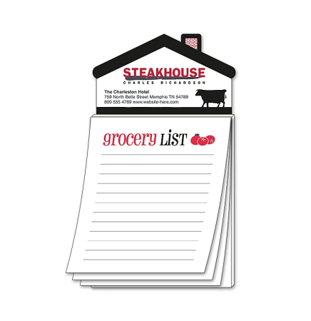 Magna-Pad Stock House Shape Magnet Note Pad w/ 50 "Grocery List" Sheet