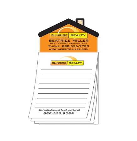 Magna-Pad 25 Sheet Note Pad w/ House Shape Magnet (3.5"x6.25")