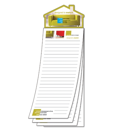 Magna-Pad 25 Sheet Note Pad w/ House Shape Magnet (3.5"x10.5")