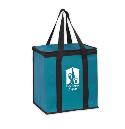 Insulated Non-Woven Square Zipper Top Tote Bag with Insert (12"x8"x13") - Screen Print