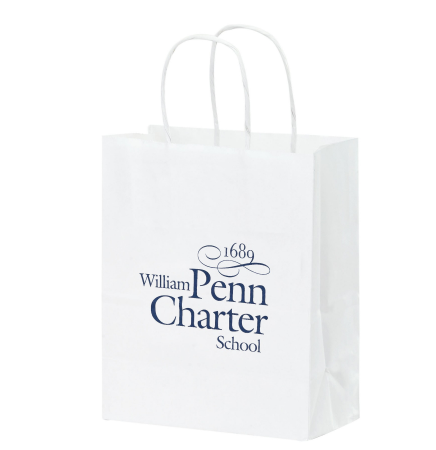 White Kraft Paper Shopper Tote Bag (8"x4 3/4"x10 1/4") - Flexo Ink