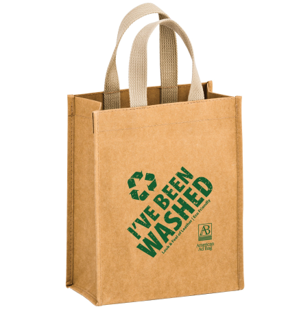 CYCLONE - Washable Kraft Paper Tote Bag w/Web Handle (8"x4"x10") - SP