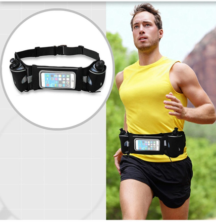 iBank(R) Running Belt with Touchscreen Zipper Pockets for all Smartphones (Black/Blue)