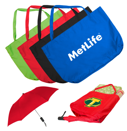 The Umbrella Tote Bag with Spectrum Folding Umbrella