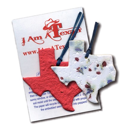 State of Texas Ornament w/Embedded Bluebonnet Seed