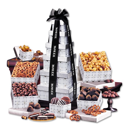 Silver Delights Tower with Black Ribbon