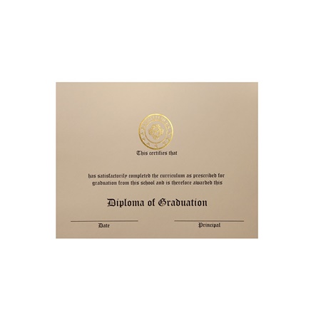 Stock Graduation Diploma - Thermographed & Gold Foiled