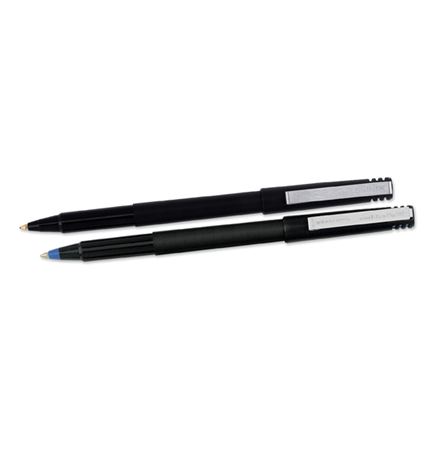Uni Ball BLACK Micro Capped Rollerball Pen With Fine Point and ECOLEAF on clip