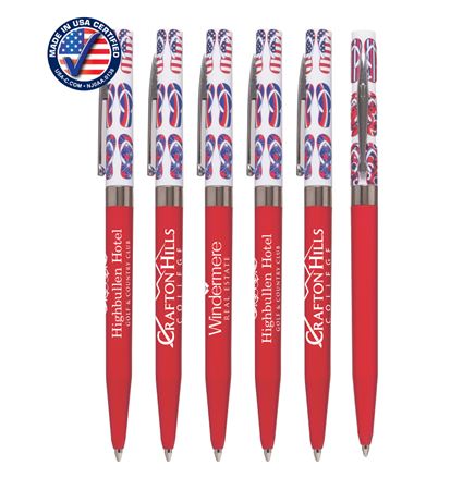 Certified USA Made, Patriotic Flip Flops Designed Twister Deluxe Pen