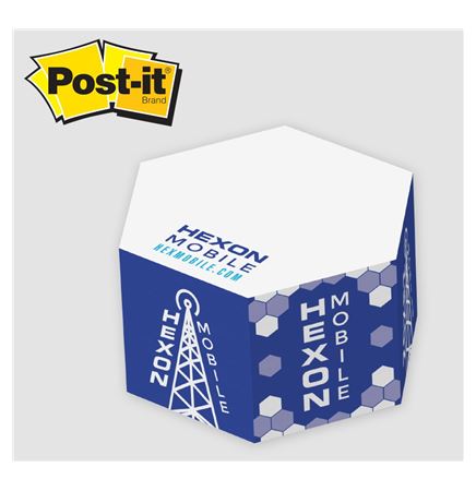 Post-it® Notes Custom Printed Half Hexagon Cube Note Pad (3 3/4"x3 3/4"x1 3/4")