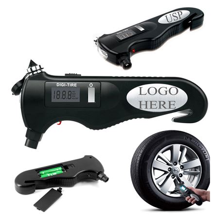 Auto Emergency Tools / Multifunctional 5-in-1 Digital Tire Pressure Gauges / Seat Safety Belt Cutter