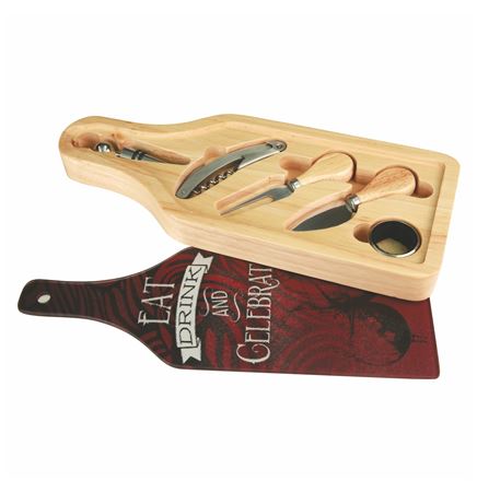 5 1/2 x 13 1/2 Wine and Cheese Set with 5 Tools