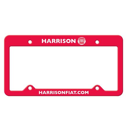 Red Auto License Frame w/ 4 Holes & Large Top Straight Panel