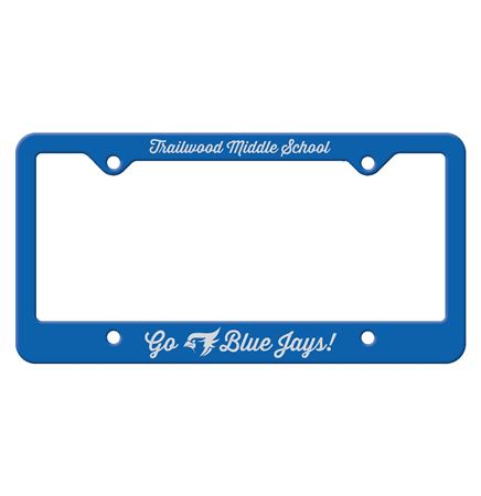 Blue Auto License Frame w/ 4 Holes & Large Bottom Straight Panel