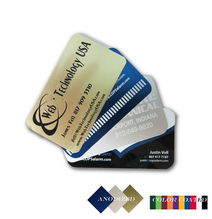 3.5" x 2" Aluminum Business / Membership card with an epoxy screen printed imprint. Made in the USA.