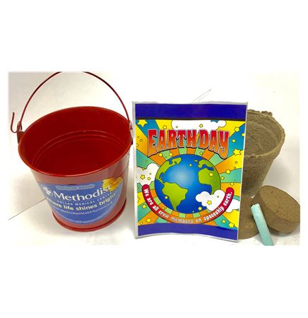 Earth Day Seed Packet in Red Metal Bucket Kit Garden Kit