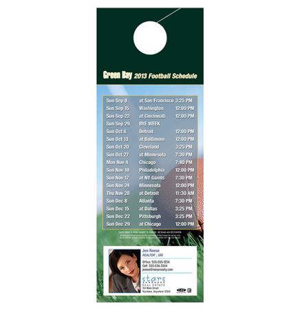 Green Bay Pro Football Schedule Door Hanger (4"x11")