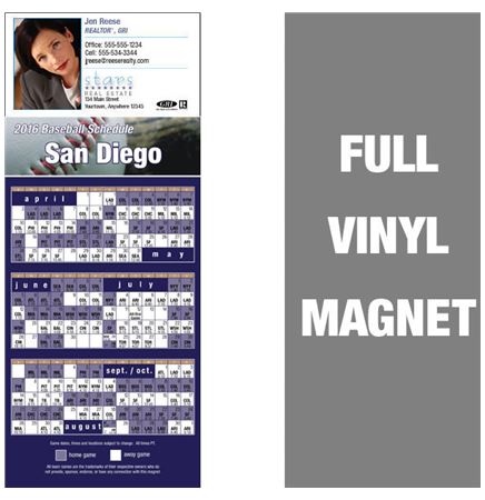 Full Vinyl Magnet Pro Baseball Schedule  (3 1/2 x 8 1/2)