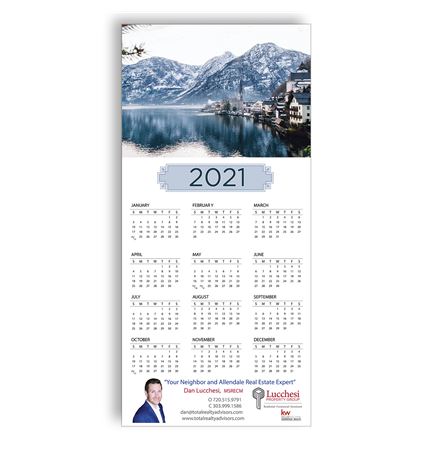 Z-Fold Personalized Greeting Calendar - Scenic City by the Lake