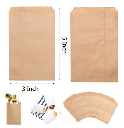 3 x 5 Inches Bakery Natural Kraft Paper Bags