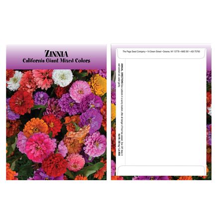 Standard Series Zinnia California Giant Seed Packet - Digital Print /Packet Back Imprint